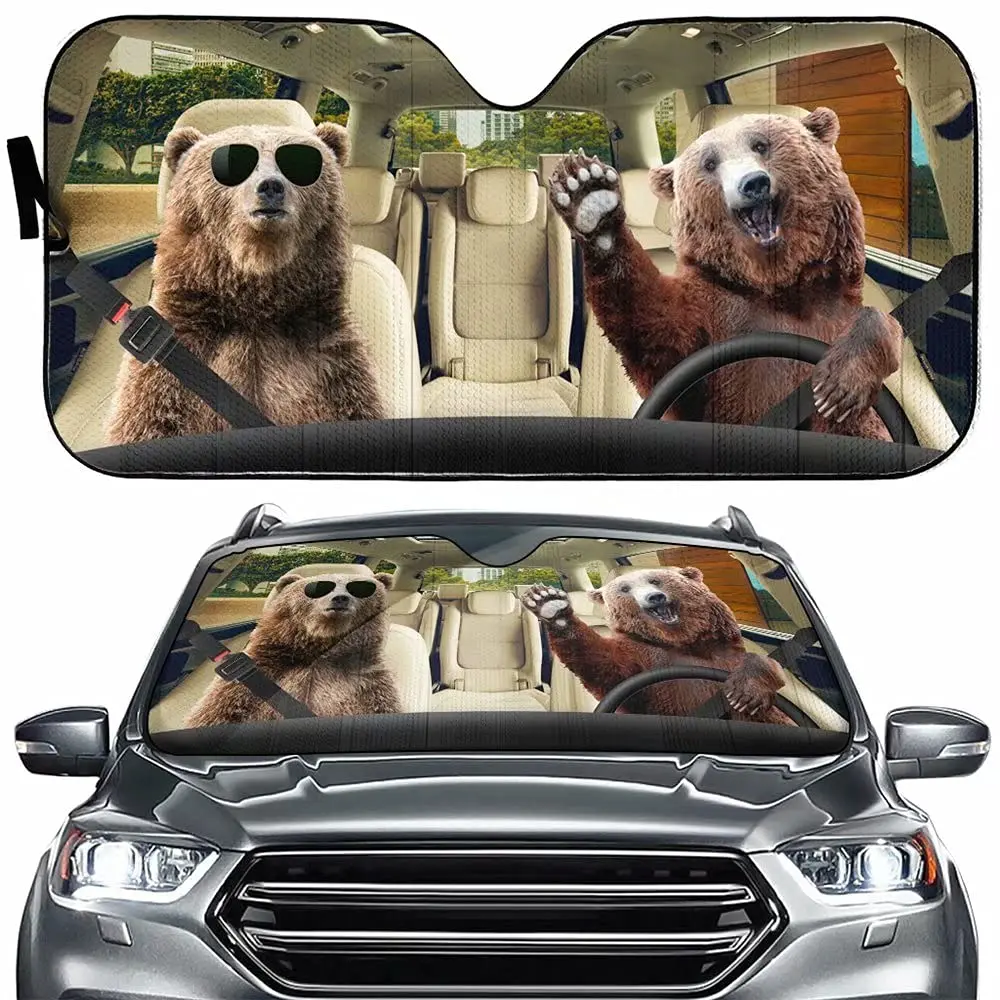 

Tup Funny Beer Front Window Sun Shade Bear Greets You Car Sun Shield Windshield Sun Reflector Car Seat Sunshade Auto Cover Block