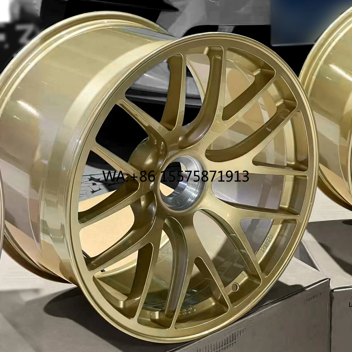 Rines Cóncavos Forjados en Oro con Bloqueo Central de 19, 20, 21 y 22 Pulgadas, Rines de Aleación Forjada para Porsche 911, 992, 997 y Lamborghini