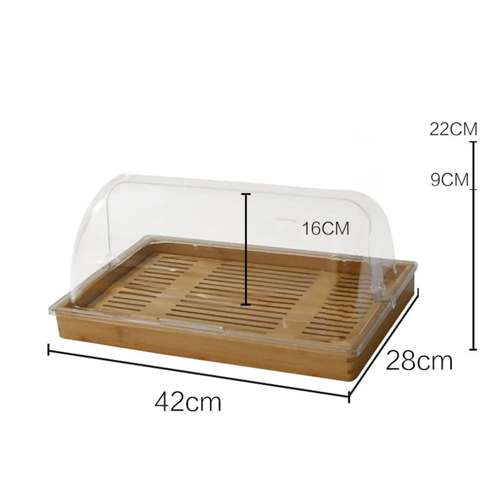 Bamboo Rectangle Dessert Stand with Dome Cake Holder Platter Food Serving Tray Decorative Base for Afternoon Tea Events