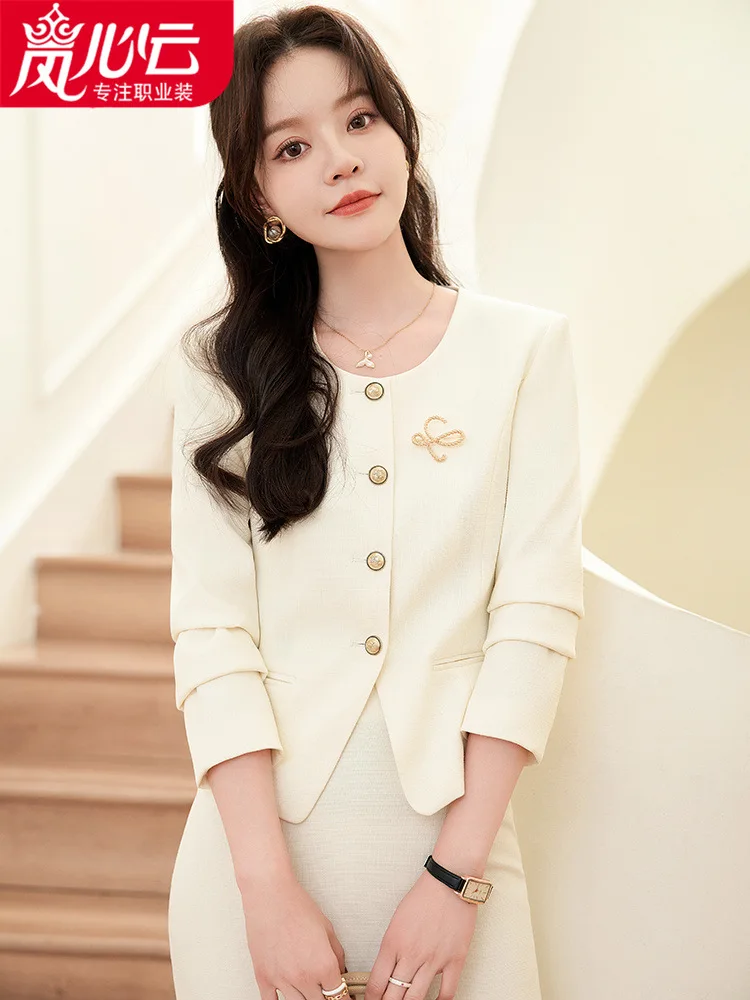 Suit Women's Spring Business Temperament High-End Beauty Salon Pavilion of Regimen Golden Shop Hotel Front Stage Work Wear Cloth