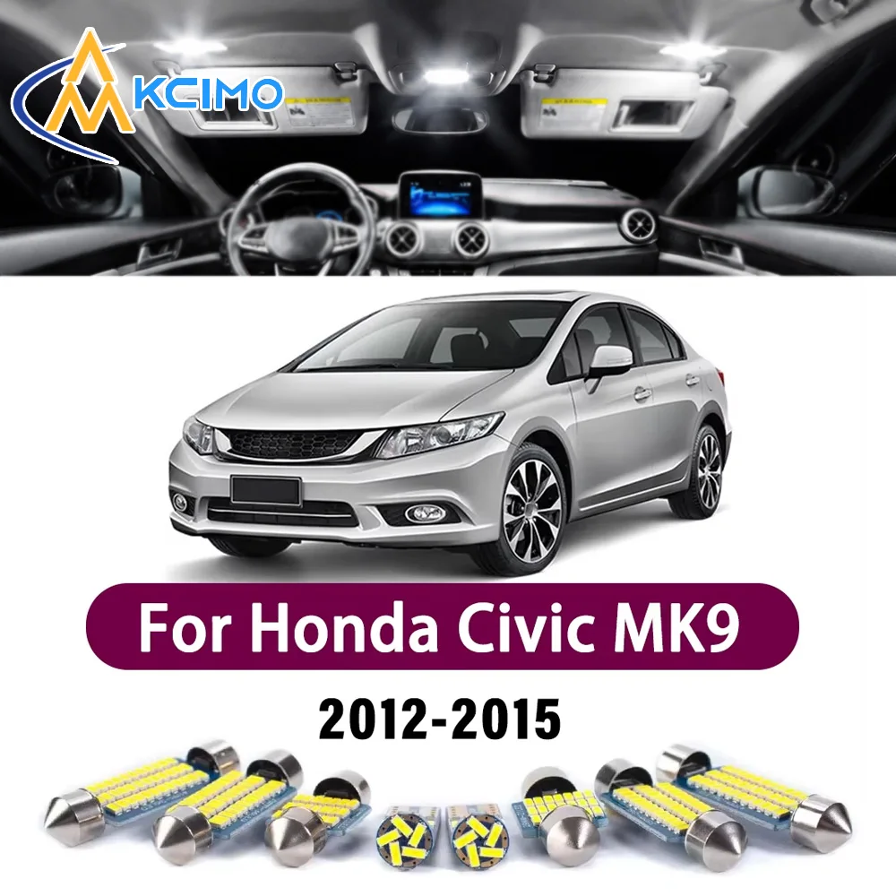 

Error Free LED Interior Light Kit for Honda Civic MK9 IX 9th Gen 2012-2015 Premium Bright Dome Trunk Mirror Reading Lamps Canbus