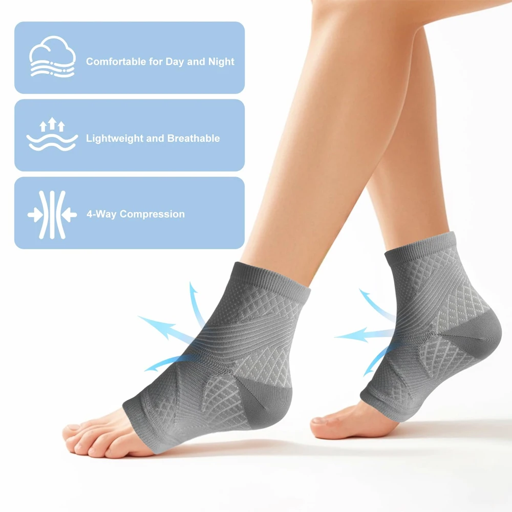 1Pair Plantar Fasciitis Compression Socks for Women & Men, Ankle Support Sleeve for Neuropathy, Heel Pain, Foot Fatigue,Swelling