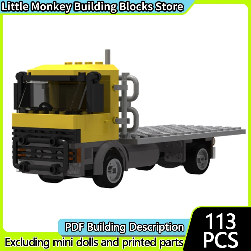 Modelo de coche urbano, ladrillos de construcción MOC, transporte clásico, camión de plataforma, tecnología Modular, regalos de vacaciones para niños, juguetes para montar, traje