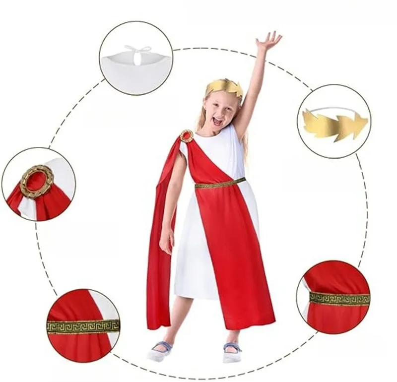 Jongens Meisjes Oude Griekse Godin Mythologie God Zeus Cosplay Kostuum Kinderen Romeinse Griekse Jurk Halloween Cosplay Pak