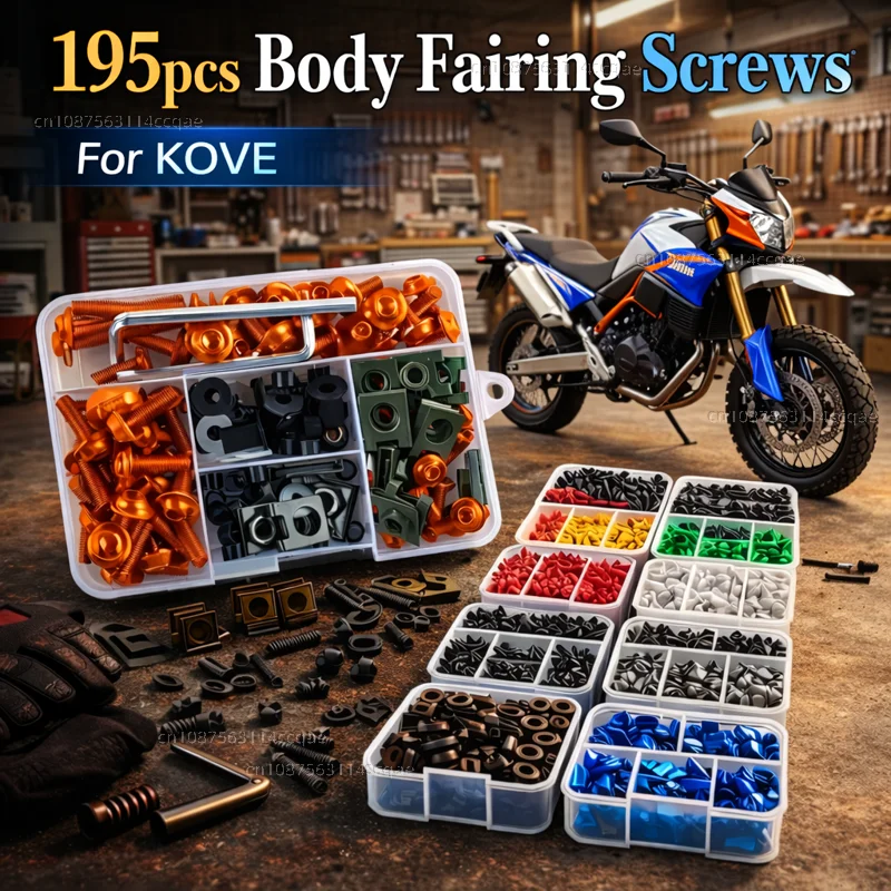 

195pcs Motorcycle Fairing Bolts Body Screws Nuts For KOVE 800X Pro/Rally 525X 500X 400X 800 525 500 400 X Kit Aluminum CNC Clips