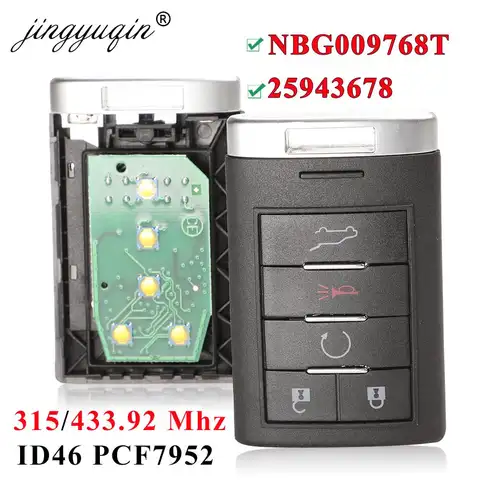 Jingyuqin 315MHZ/433mhz NBG009768T 캐딜락 SRX CTS XTS DTS 2010 2011 2012 2013 2014 5 버튼 원격 자동차 키 Jingyuqin 315MHZ/433mhz NBG009768T 캐딜락 SRX CTS XTS DTS 2010 2011 2012 2013 2014 5 버튼 원격 자동차 키