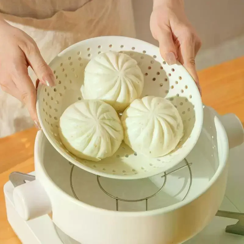 1 Pc High Temperature Resistant Plastic Drain Tray, White Circular Porous Steaming Tray, Creative Kitchen Utensils & Tool
