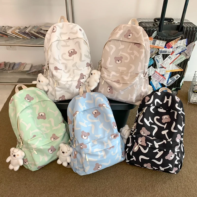 حقائب ظهر نسائية لطيفة مقاومة للماء من النايلون حقيبة ظهر مدرسية للطالبات والفتيات Kawaii حقيبة كتب للكمبيوتر المحمول Mochilas