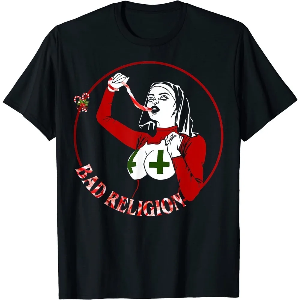 Unisex Bad Nun Religion Design Graphic Tee Trendy Streetwear Fashion Statement for Men Women in XS-3XL Ideal As Best Gift Tops