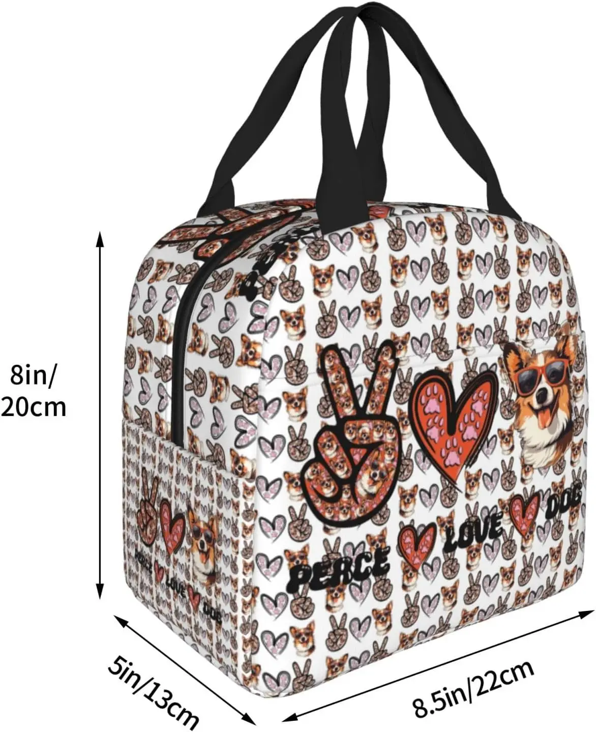 Small Lunch Bag With Zipper, Portable Cooler Animal Lunch Box Cute Cow Print lunch Bag, For Beach Workout Work Picnic Travel