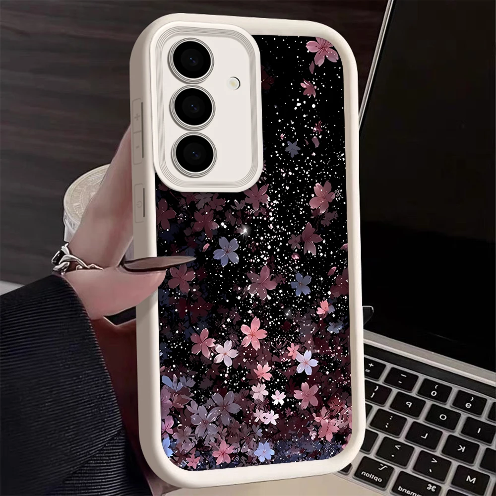 Sakura Leaf Silicone Phone Case For Samsung Galaxy S23 S22 S21 S25 S24 S20 Ultra FE A35 A15 A25 A55 Note 20 Plus 5G Soft Cover