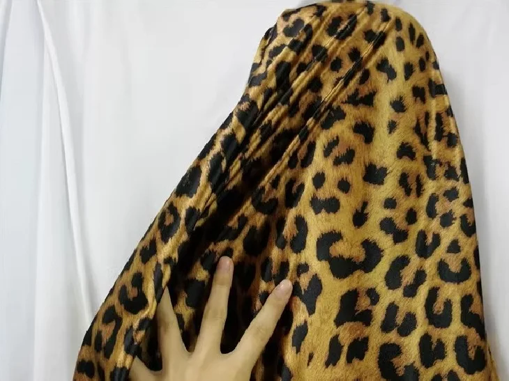 High Elasticity Satin Glossy Spandex, Coffee Leopard Print Fabric, Dance Costumes Stage Costumes Dress Fabrics