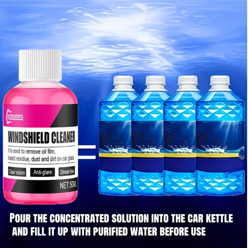 Pink car glass wiper fluid concentrated type, maintaining smoothness and no stripes, quickly restoring clear glass
