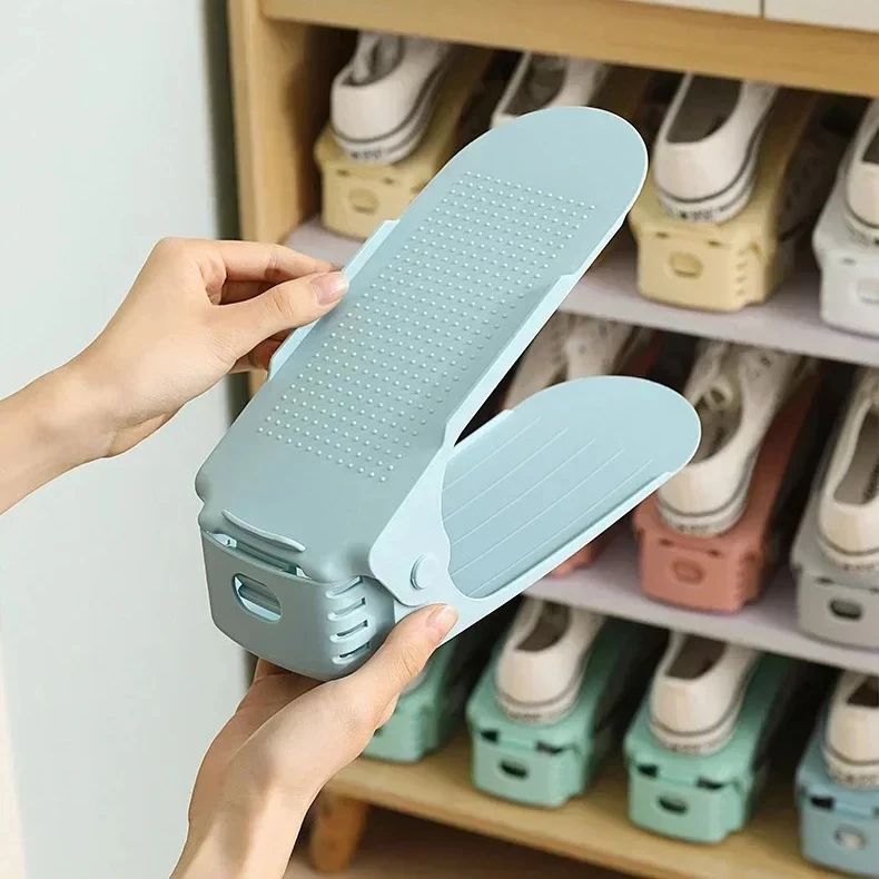 Shoe Slots Organizer Adjustable Shoe Support Rack Double Layer Stack Shoe Holder, Shoe Stacker for Closet Organization