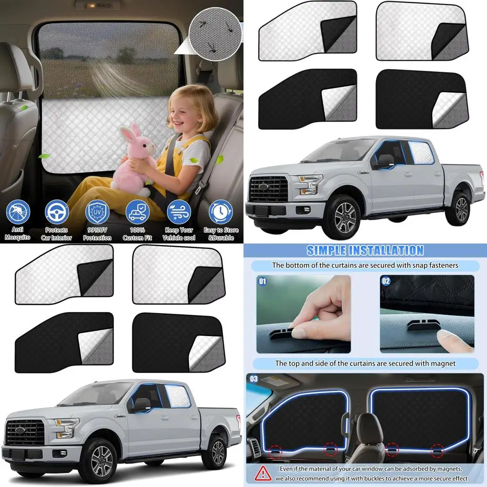 

Двусторонние затемняющие шторы для Ford F-150 2015-2020 гг., с сеткой, защитой от ультрафиолета и дышащим экраном