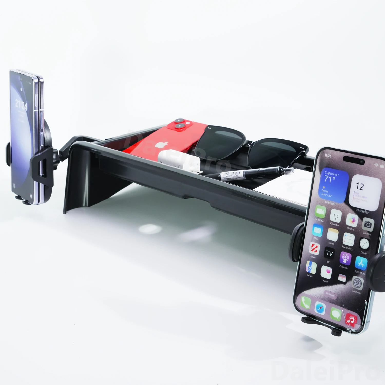 For Toyota Grand Highlander 2024 Dual Phone Holders Base Multifunctional Storage Box Car Screen Fixed Organizer Accessories