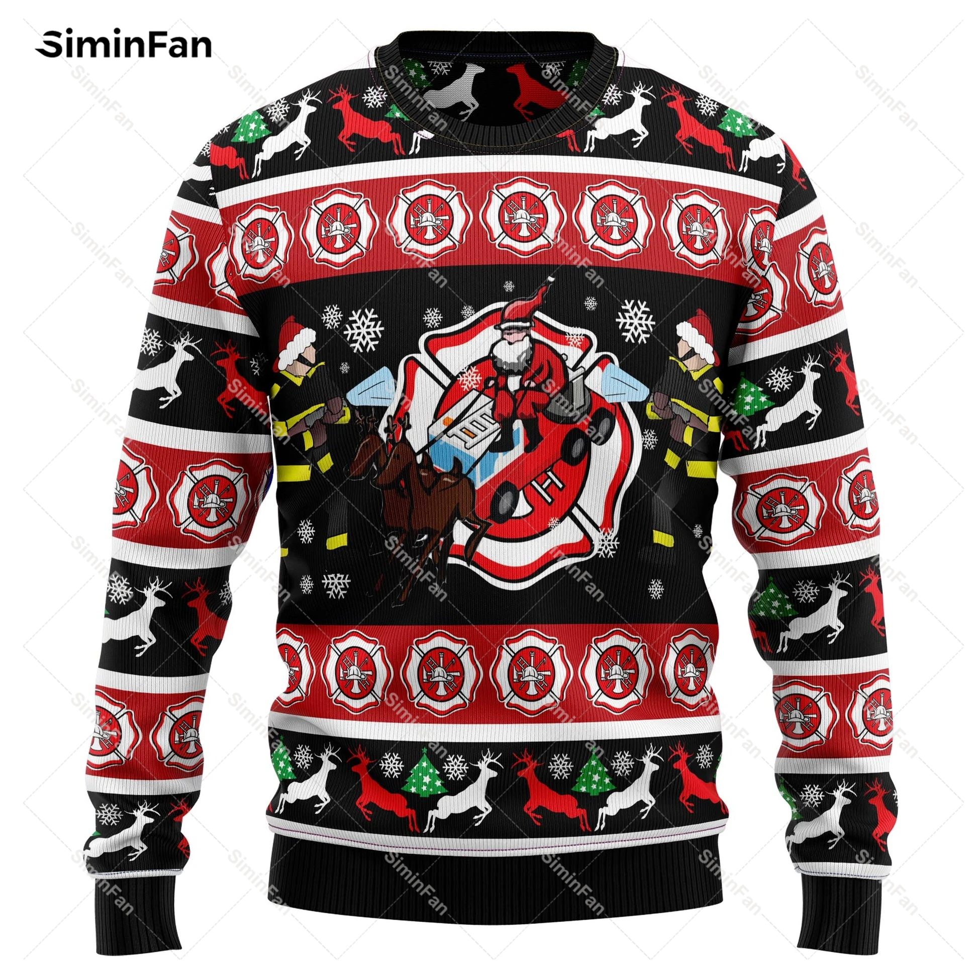 Firefighter Ugly Christmas 3D All Over Printed Men Pullover Casual Sweatshirt Long Sleeve Shirts Coat Unisex Outwear Streetwear