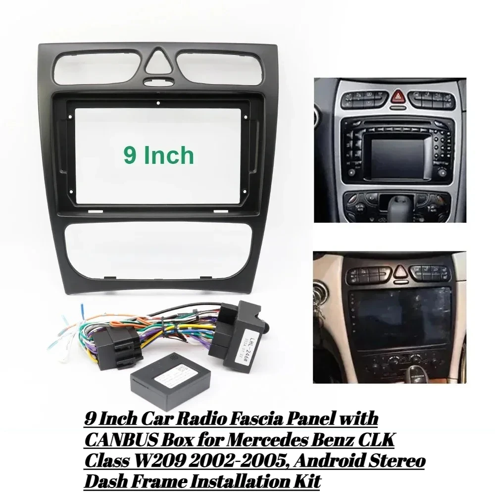 

9-дюймовая автомобильная радиоприемная панель с коробкой CANBUS для Mercedes Benz CLK Class W209 2002-2005, Android стерео приборная панель