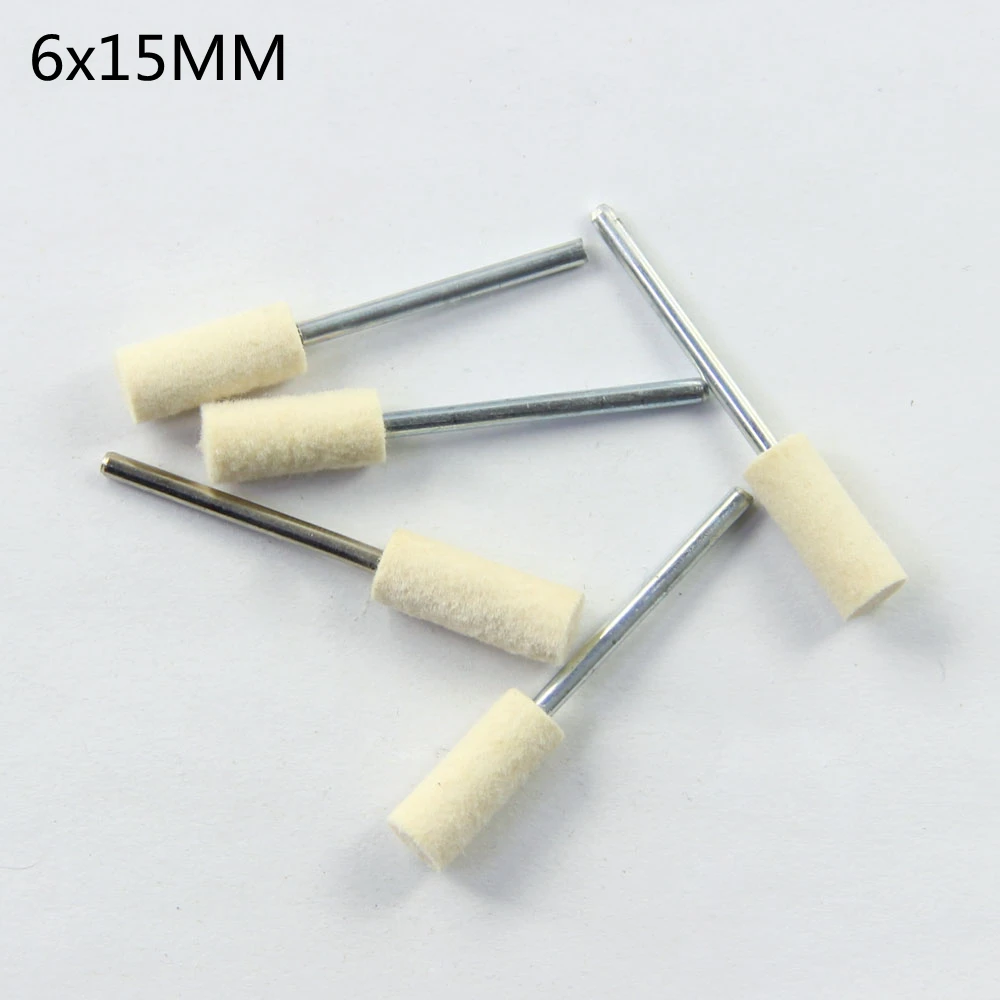 DTP-A6 6*15MM Dental Cylinder Polishing Brush Wool Felt Bobs & Burs Polisher Grinding Buffing 5pcs Dentistry Rotary Tool