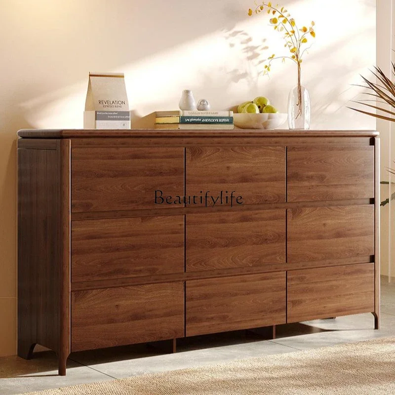 

yj5 New Chinese-style solid wood chest, bedroom storage, large-capacity storage at the end of the bed, drawer cabinet