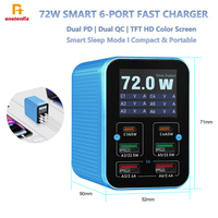 RELIFE Q4 Smart 6-Port Fast Charger 72W Dual PD Dual QC TFT HD Color Screen For Mobile Phones Tablets 6-Port Desktop Charger