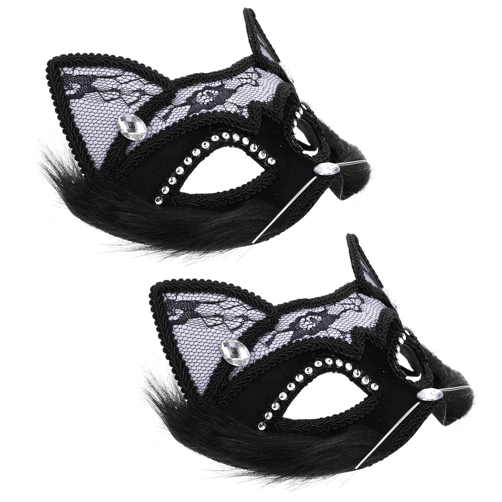 

2pcs Cat Masks Face Decorations Luxury Halloween Masquerade Party Accessories Eye Wear Decorative