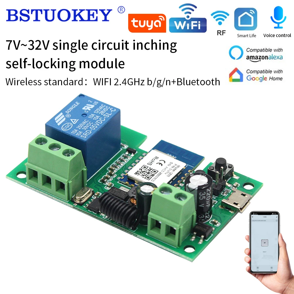スマート電気ドアアクセスコントロールスイッチ,リレーモジュール,ドアオープナー,ロック解除モジュール,音声リモコン,Tuya,wifi,RF433