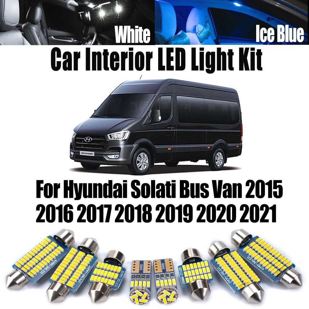 

10Pcs Canbus Vehicle LED Interior Map Dome Trunk Light Kit For Hyundai Solati Bus Van 2015- 2017 2018 2019 2020 2021 Car Bulbs