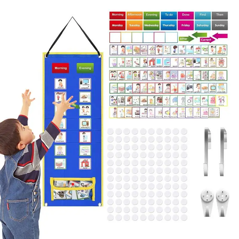 Daily Visual Schedule For Kids Responsibility Schedule Board Toddler Schedule Planning Board Calendar Chart Morning Bedtime