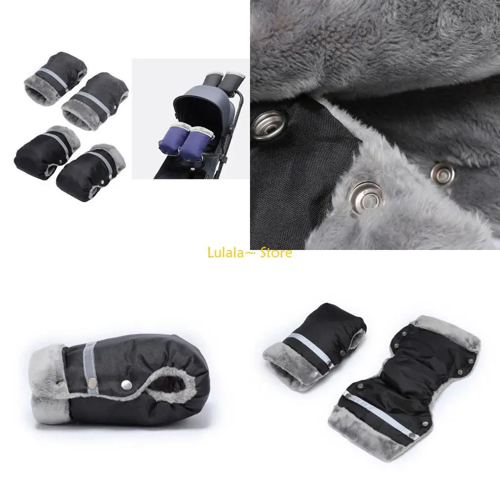 

Y4QA Fleece Lined Stroller Hand Warmer Winter Warm Hand Muff with Reflective Trim