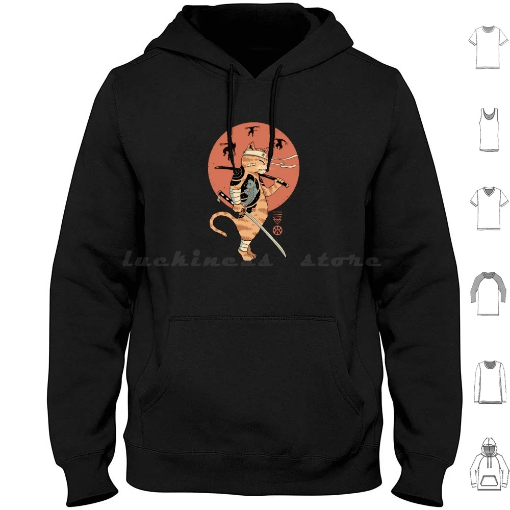 Catana The Last Fight sudaderas con capucha de manga larga gato Catana asesino tatuaje espadas hombre Pun Meme japonés Anime Retro