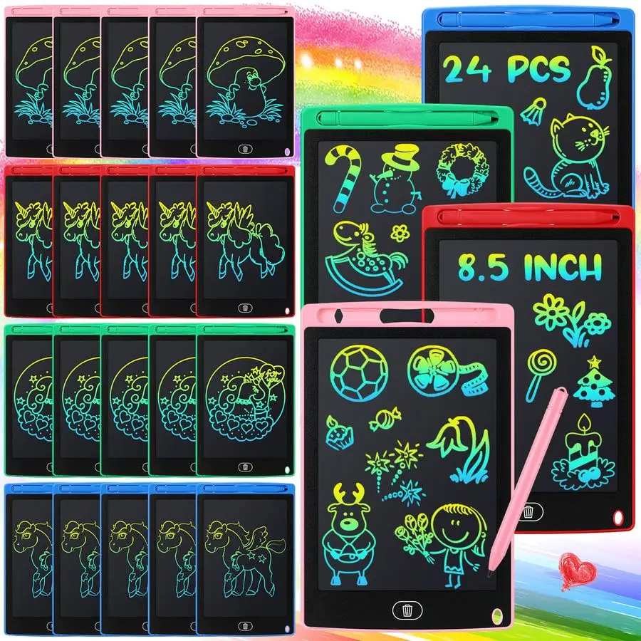

24 Pieces LCD Writing Tablet Doodle Board 8.5 Inch Colorful Reusable Screen Board Pad Reusable Drawing Writing Learning Educatio