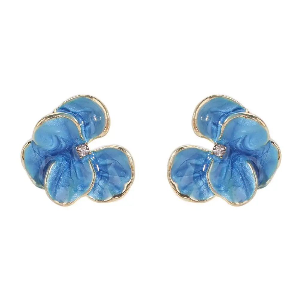

Fashion Rhinestone Flower Stud Earrings Cute Sweet 3D Petal Flower Earrings Zinc Alloy Luxury Five Petals Earrings Party