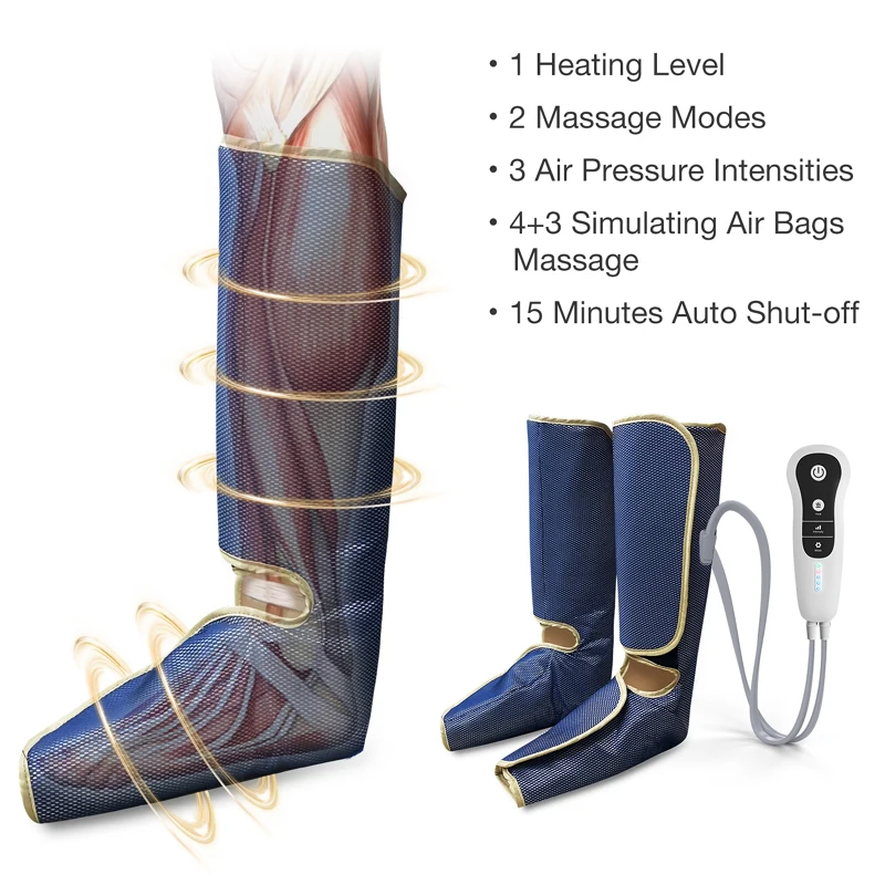 Leg Air Compression Massager Muscle Relaxation Leg Foot Heating Lymphatic Drainage Device Promote Blood Circulation Pain Relief