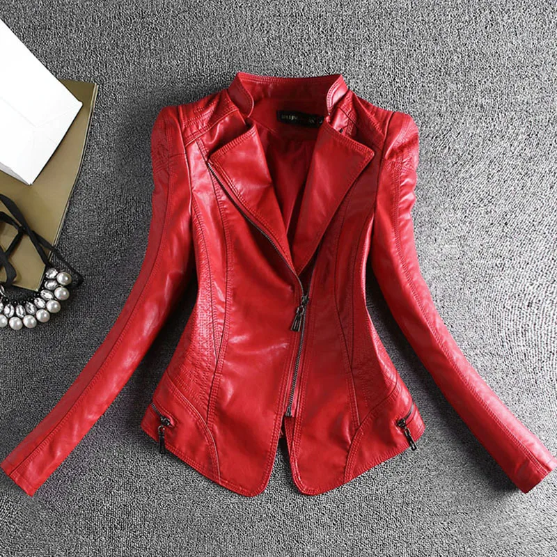 2024 New Spring And Autumn Women Leather Jacket Coats Slim Ladies Clothing