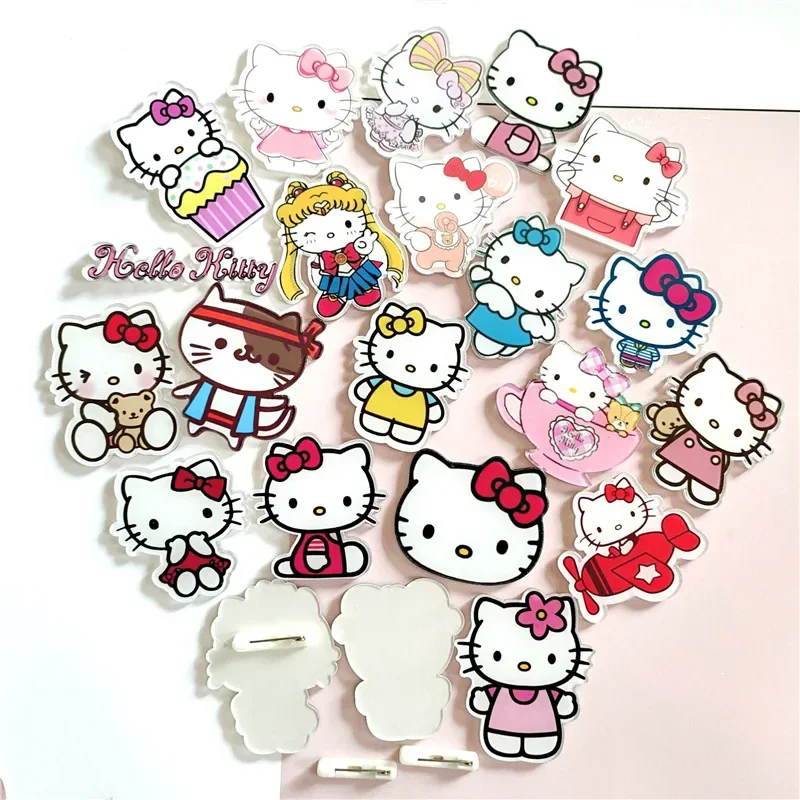 

Sanrio Brooch Hello Kitty Anime Kawaii Cartoon Cute Girls Stationery Brooch Patch Fashion Pin Pendant Decorative Jewelry Gifts