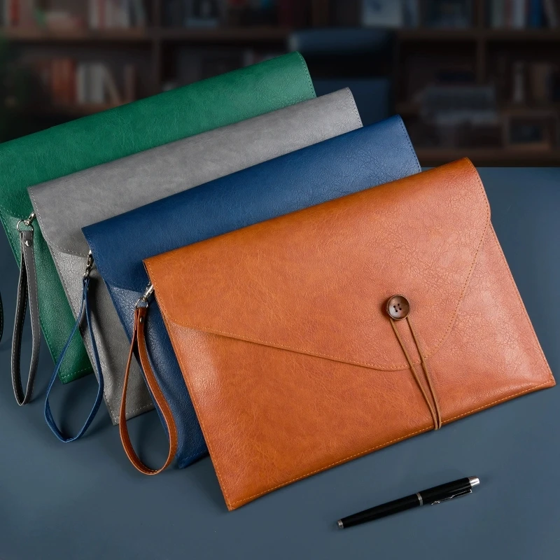 PU Leather Document Bag A4 Office Business Bags For Documents Briefcase Men Women Tote Bag PU Leather Men's Document Bag A4 Offi