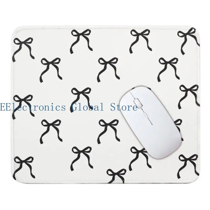 462B Fashionable Mouse Pad with Bows Decoration AntiFray Edges for Desktop Setups