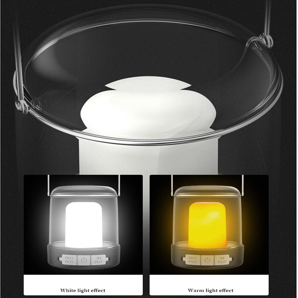 Outdoor Camping LED Flashlight Touch 3 Colors USB Rechargeable Portable LED Tent Lanterna Outdoor Portable Emergency Light Bulb