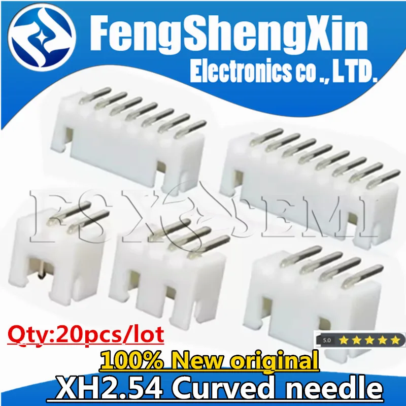 20pcs Curved needle XH2.54 Connector 2.54mm Pin Header XH2.54-2P/3P/4P/5P/6P/7P/8P/9P/10P/11P/12P/13P/14P/16P Terminal