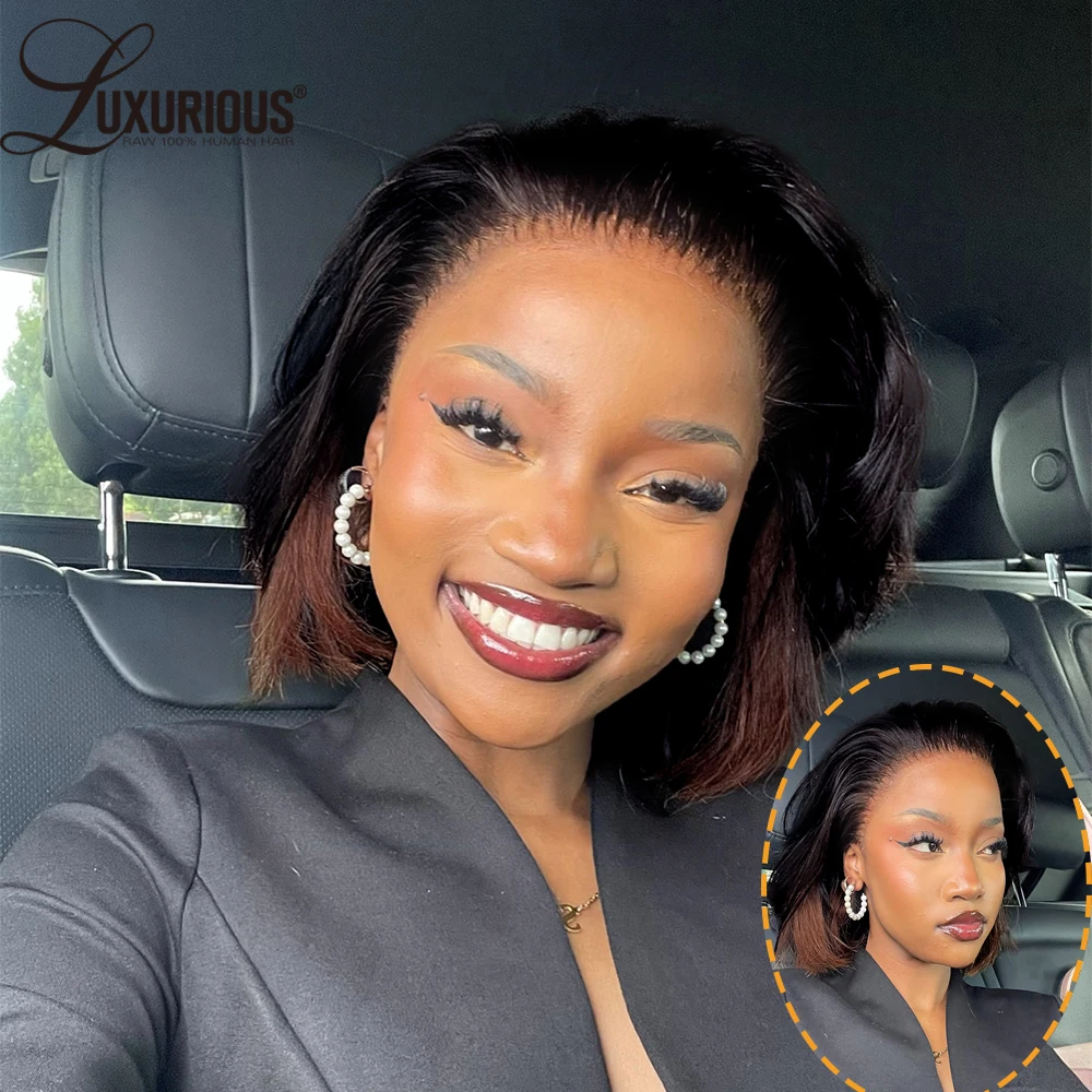 

Ombre Медово-коричневый парик из натуральных волос на кружеве для женщин Новый 4x4 Легко устанавливается Парик с кружевной застежкой Короткая волна Боб Парик из человеческих волос