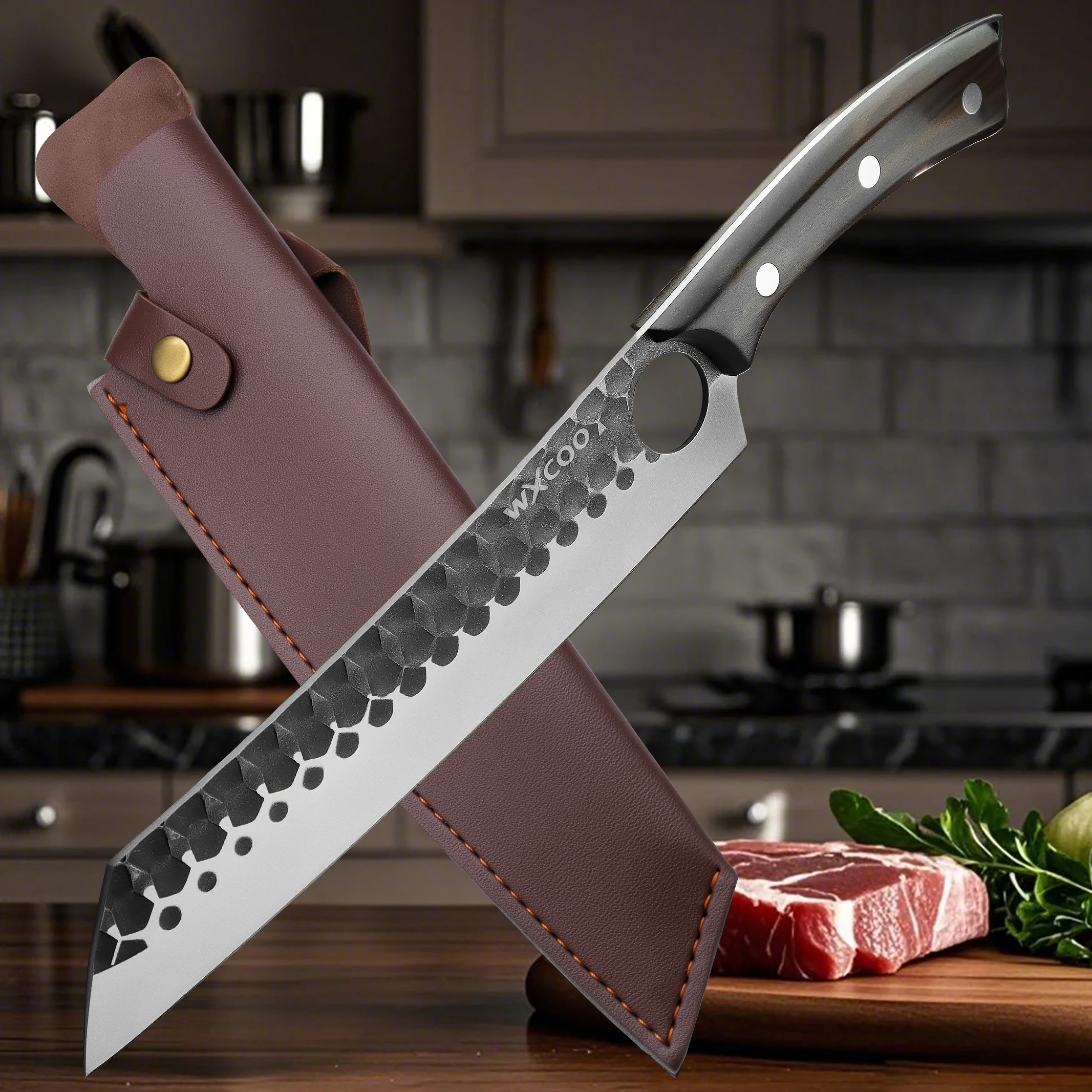 1PC Handmade Chef Knife 5CR15 Stainless Steel Boning Knife Cooking Knife for Kitchen Multifunction Meat Cleaver Outdoor Kitchen Knife Cooking Accessories Meat Knife