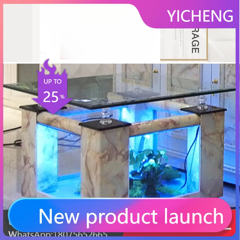 

Квадратный кофейный столик-аквариум LYY с ландшафтным дизайном, экологичный, для черепах, небольшой стеклянный аквариум