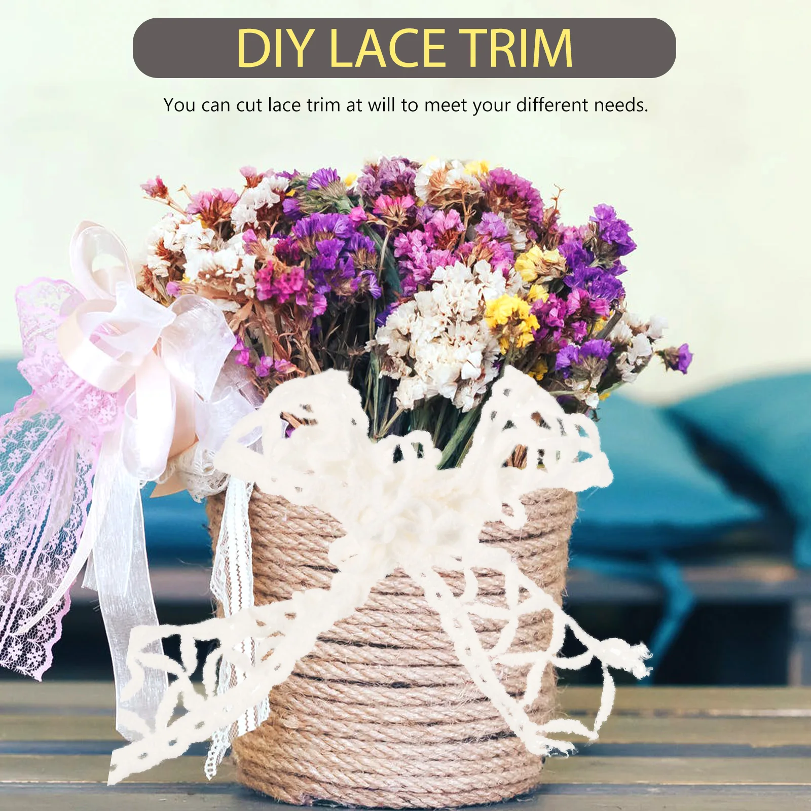 

Lace Trim Ribbon for Sewing 4 Rolls Cotton Thread Decorative Edging Fabric DIY Dress Wedding Bride Embellishment Craft Trimming