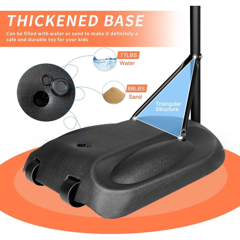 휴대용 7.5-9.2피트 높이 조절 가능한 농구 골대 시스템, 32인치 림 포함, 실내외 사용 가능, 가정 및 스포츠장에 적합