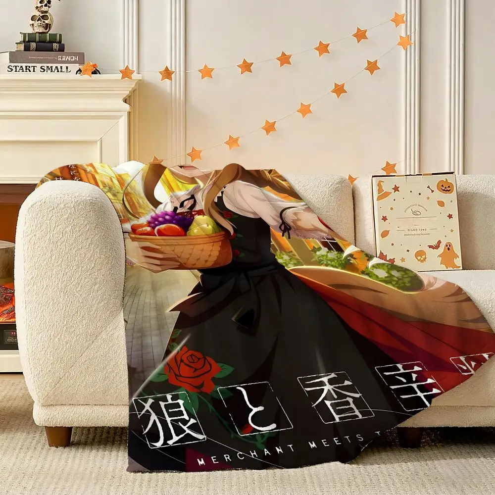 Anime Spice and Wolf Throw 240g Flannel Blanket Lightweight Soft Skin-friendly Summer Thin Throw Blanket
