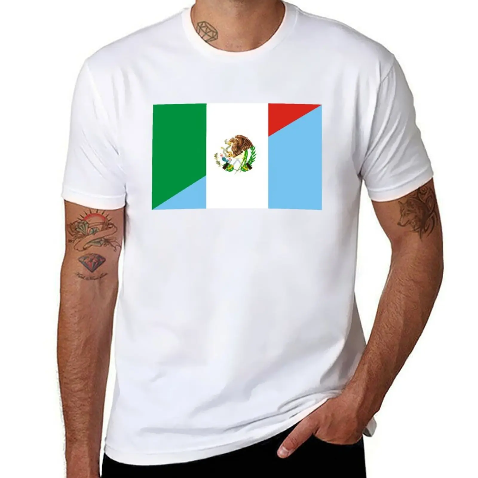 

mexico guatemala flag T-Shirt anime tshirt cotton t shirts man 100% T-Shirt