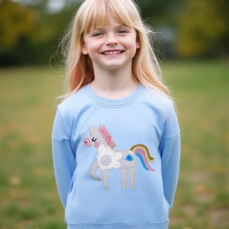 Little Maven Baby Mädchen Einhorn Sweatshirt Schöne Herbst Baumwolle Mädchen Freizeitkleidung für Kinder Kleinkind Langarm Top Shirts