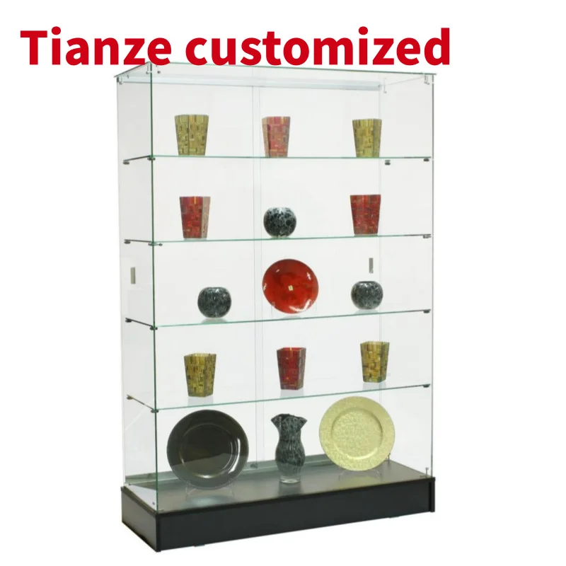 (customized)Retail Fixtures Frameless Lockable Glass Cabinet FullDisplay Frameless Glass Showcase Cabinet Sale