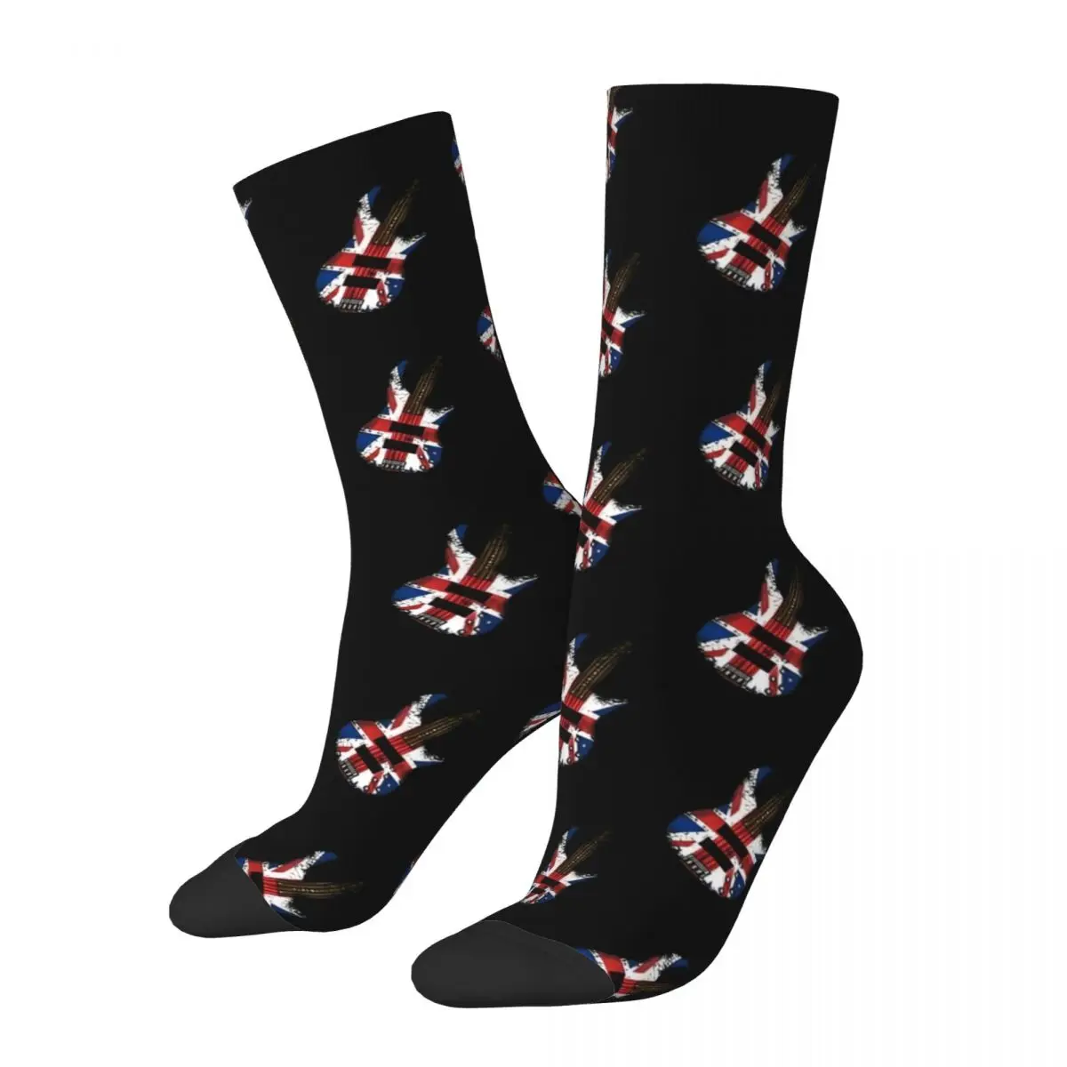 UK Flag Bass Guitar Stocking Unisex Men Socks Breathable Novelty Socks Autumn Outdoor Anti Bacterial Printed Socks Birthday Gift